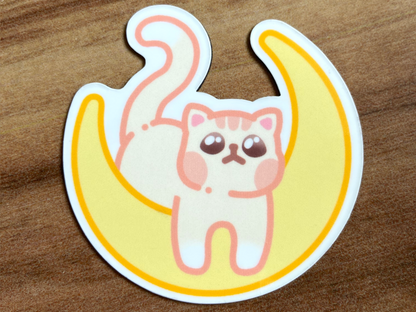 CAT ON MOON FRIDGE MAGNET