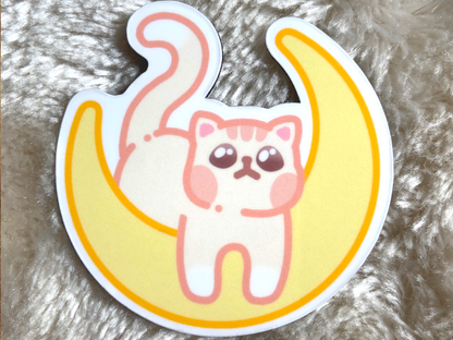 CAT ON MOON FRIDGE MAGNET