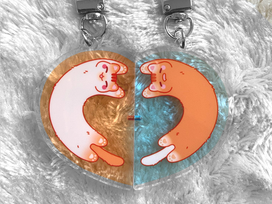 LONG CATS MAGNETIC COUPLE KEYCHAINS