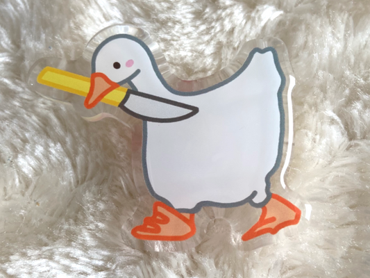 DUCK WITH KNIFE ACRYLIC PIN