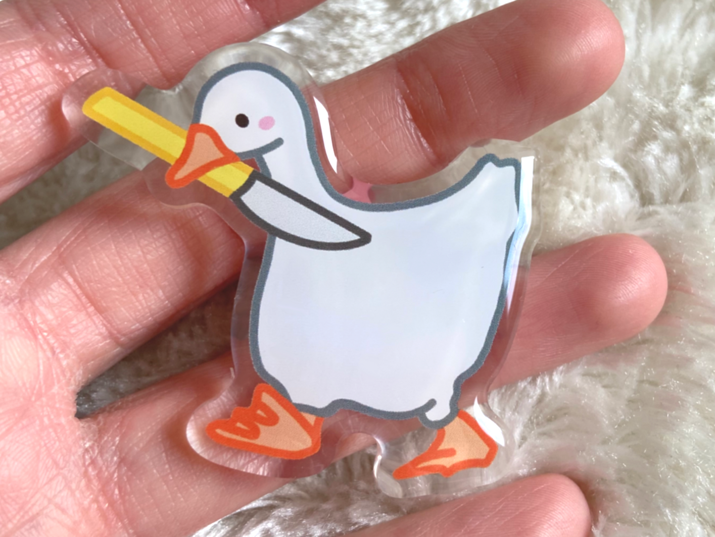 DUCK WITH KNIFE ACRYLIC PIN