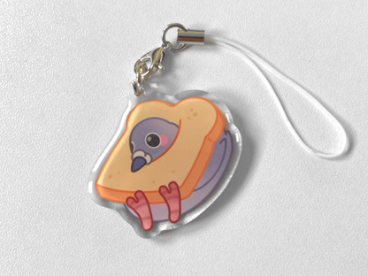 PIGEON IN TOAST PHONE CHARM