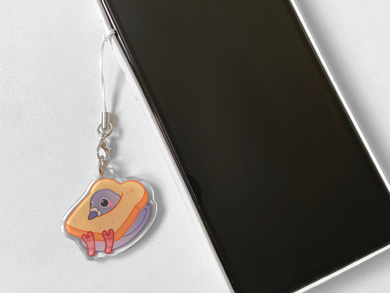 PIGEON IN TOAST PHONE CHARM