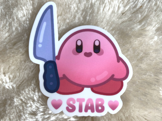 KIRBY MIT MESSER STICKER