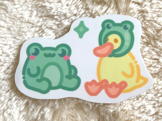 FROG AND DUCK FRIENDS STICKER