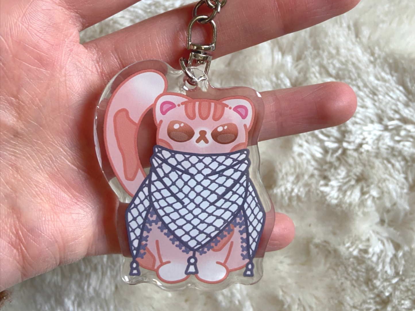 CAT WITH KUFIYA SCARF KEYCHAIN