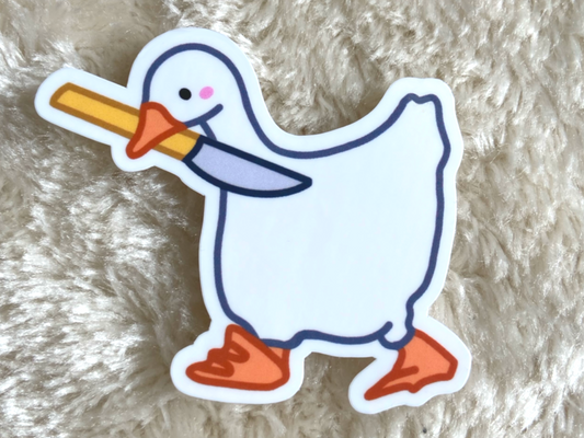 ENTE MIT MESSER STICKER