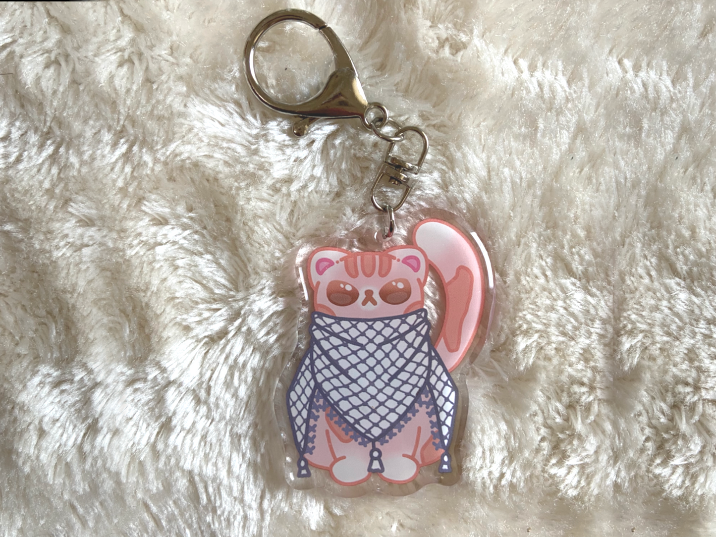 CAT WITH KUFIYA SCARF KEYCHAIN