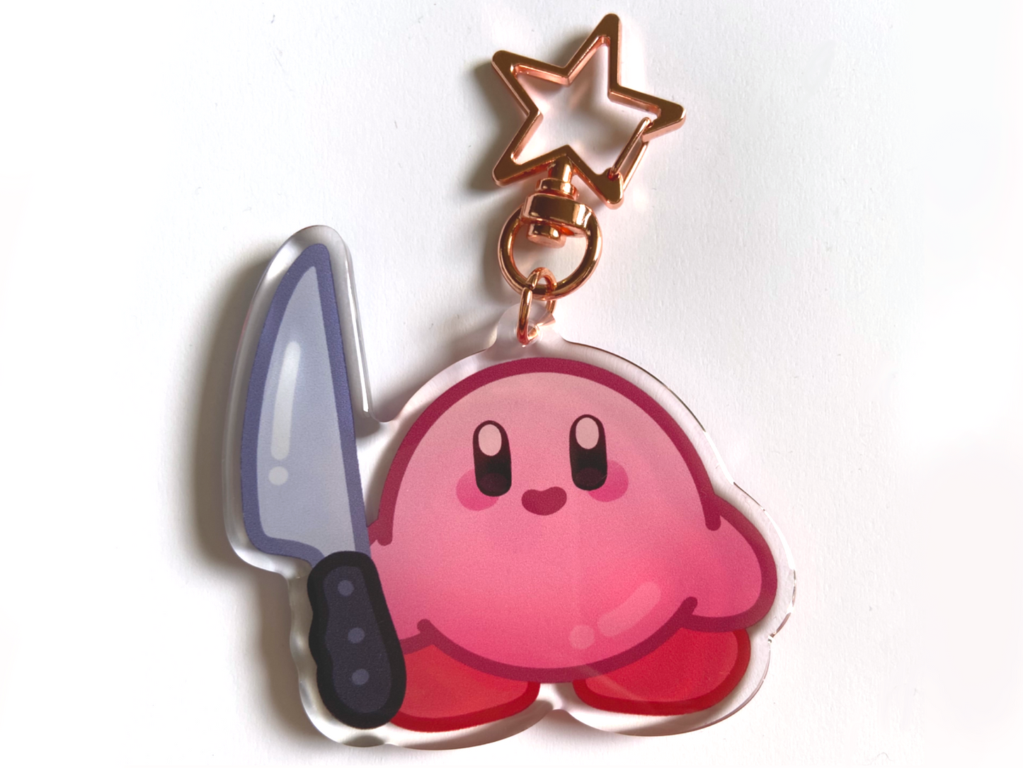 KIRBY WITH A KNIFE KEYCHAIN