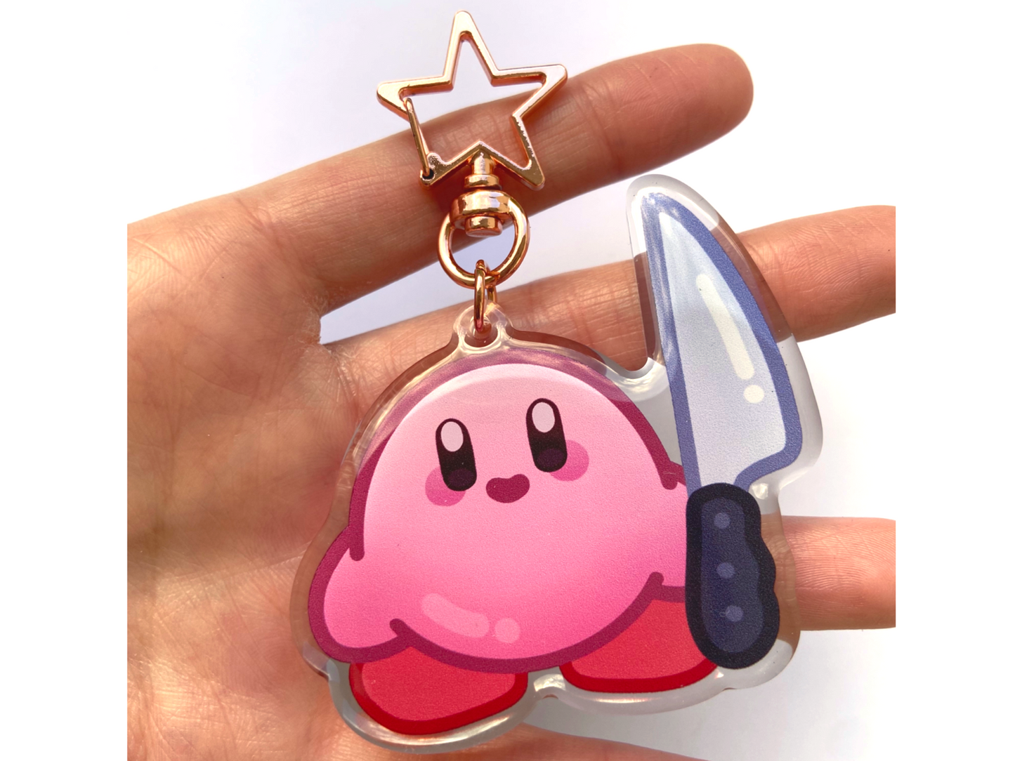 KIRBY WITH A KNIFE KEYCHAIN