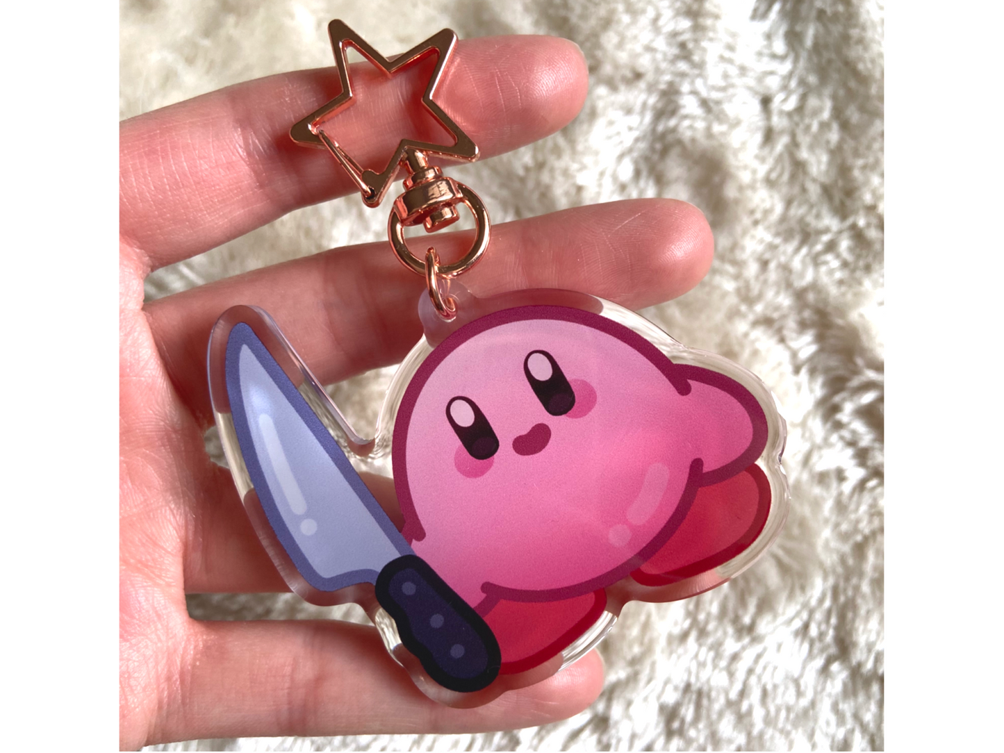 KIRBY WITH A KNIFE KEYCHAIN