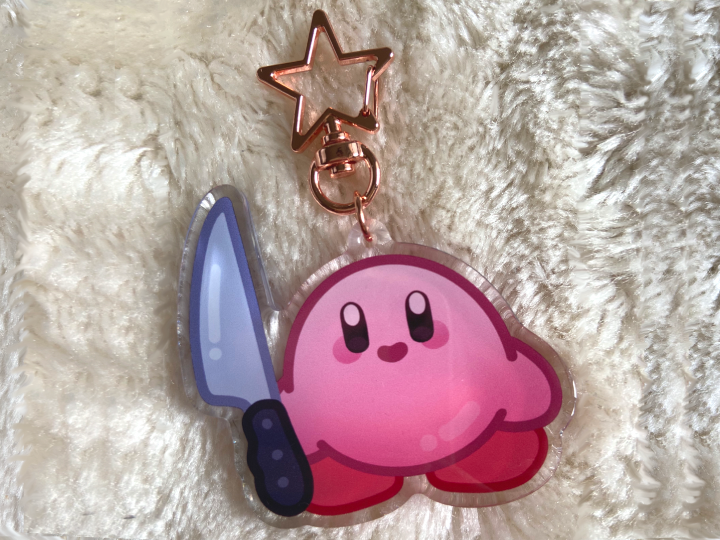 KIRBY WITH A KNIFE KEYCHAIN