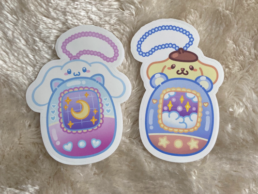 POMPOMPURIN CINNAMONROLL TAMAGOTCHI AUFKLEBER SET