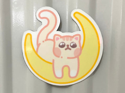CAT ON MOON FRIDGE MAGNET